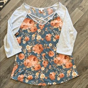 {2/$10} C. floral raglan tee